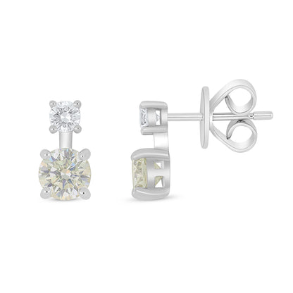 Sterling Silver 925 Earring Rhodium Plated Embedded With Diamond Zircon And White Zircon