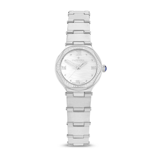 Stainless Steel 316 Watch Siver Color Embedded With White Zircon - SILVER DIAL
