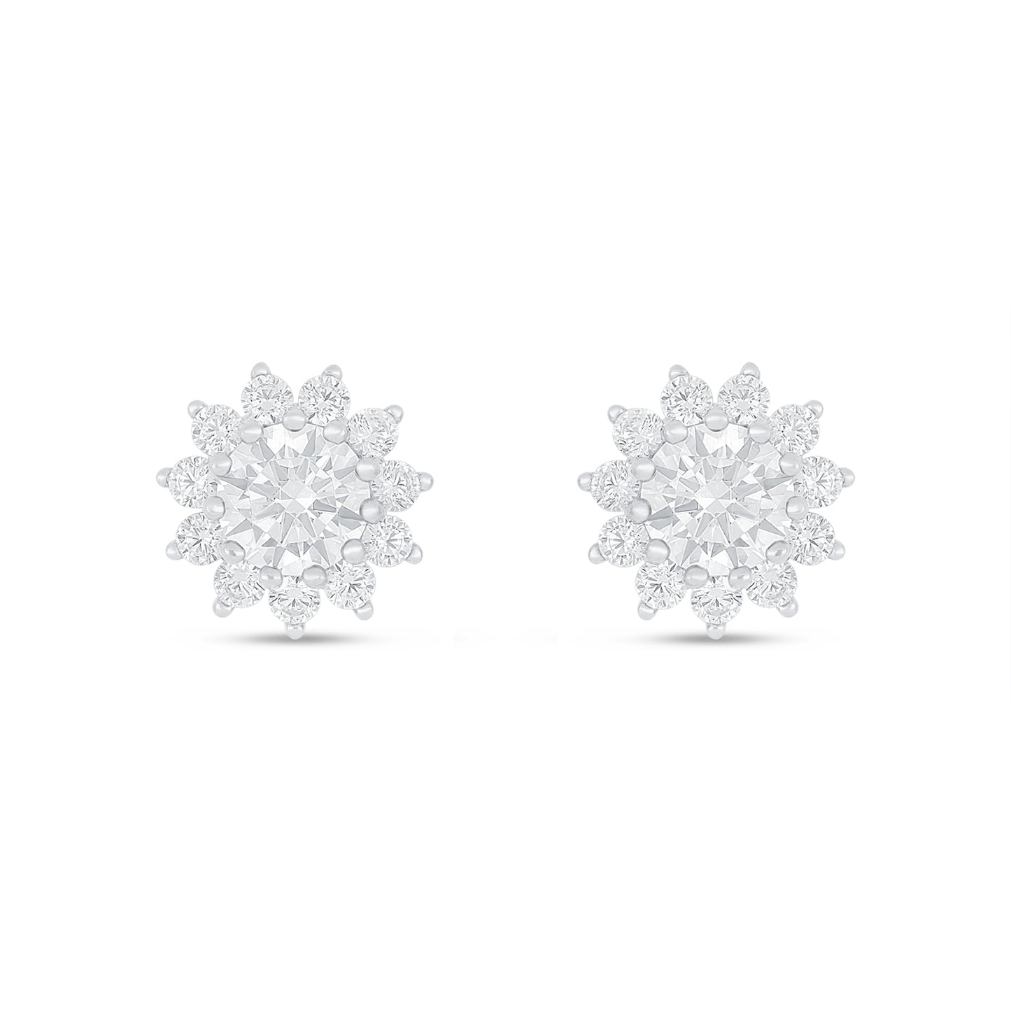 Sterling Silver 925 Earring Rhodium Plated Embedded With White Zircon