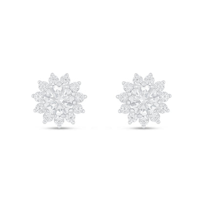 Sterling Silver 925 Earring Rhodium Plated Embedded With White Zircon