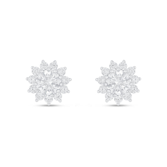 Sterling Silver 925 Earring Rhodium Plated Embedded With White Zircon