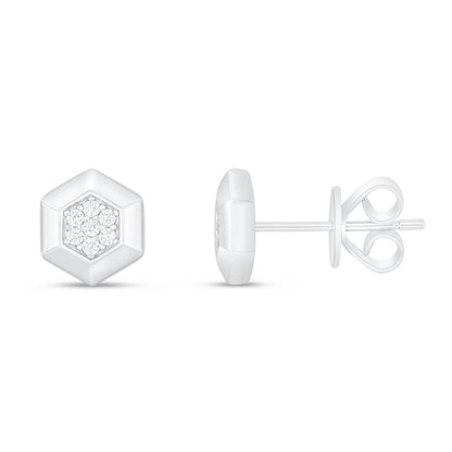 Sterling Silver 925 Earring Rhodium Plated Embedded With White Zircon