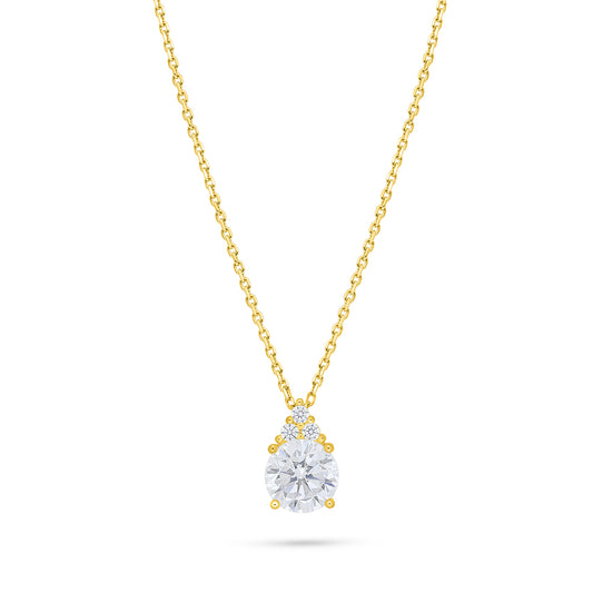 Sterling Silver 925 Necklace Golden Plated Embedded With White Zircon