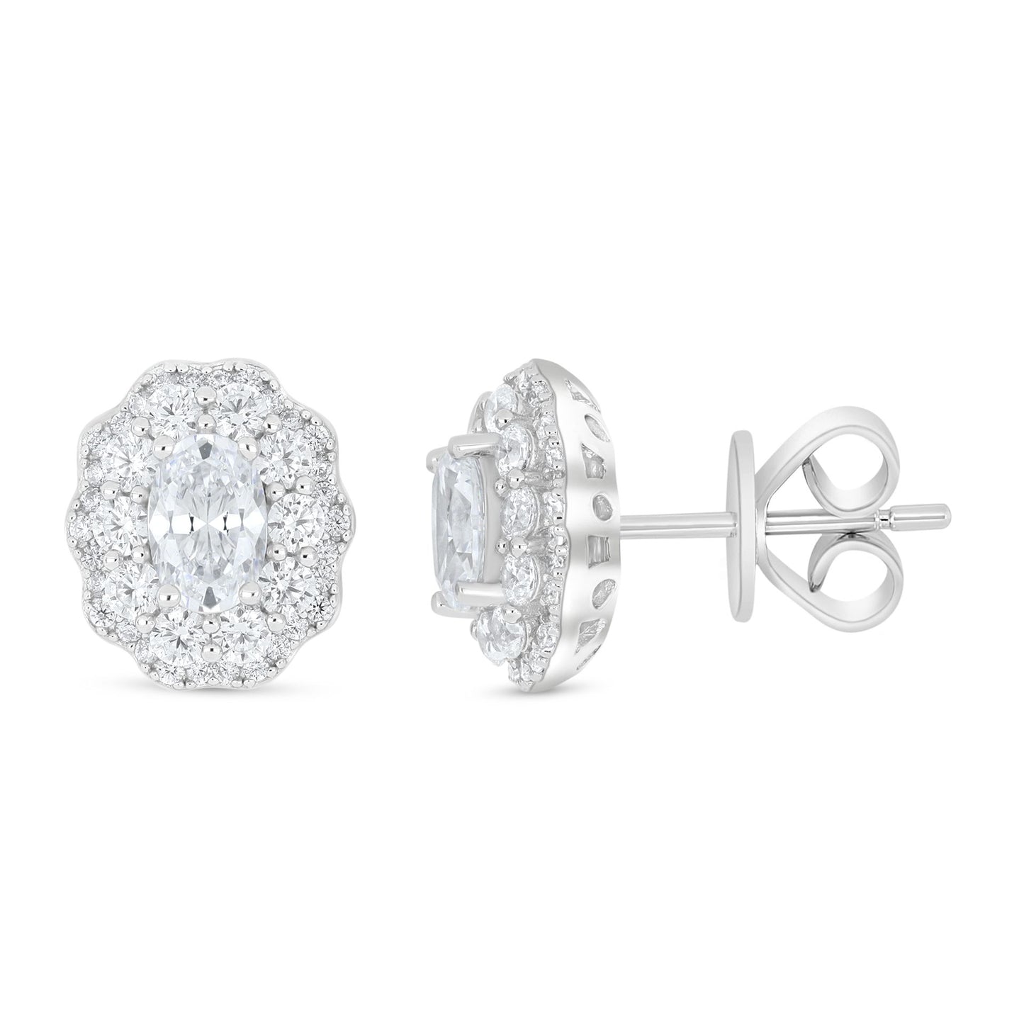 Sterling Silver 925 Earring Rhodium Plated Embedded With White Zircon