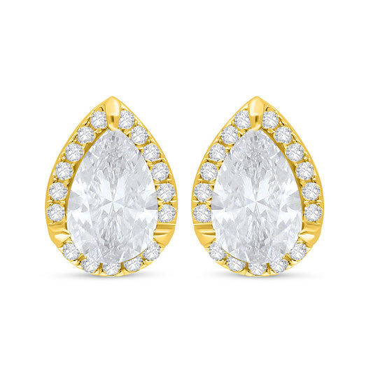 Sterling Silver 925 Earring Golden Plated Embedded With White Zircon