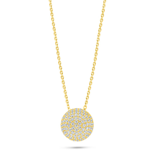 Sterling Silver 925 Necklace Golden Plated Embedded With White Zircon
