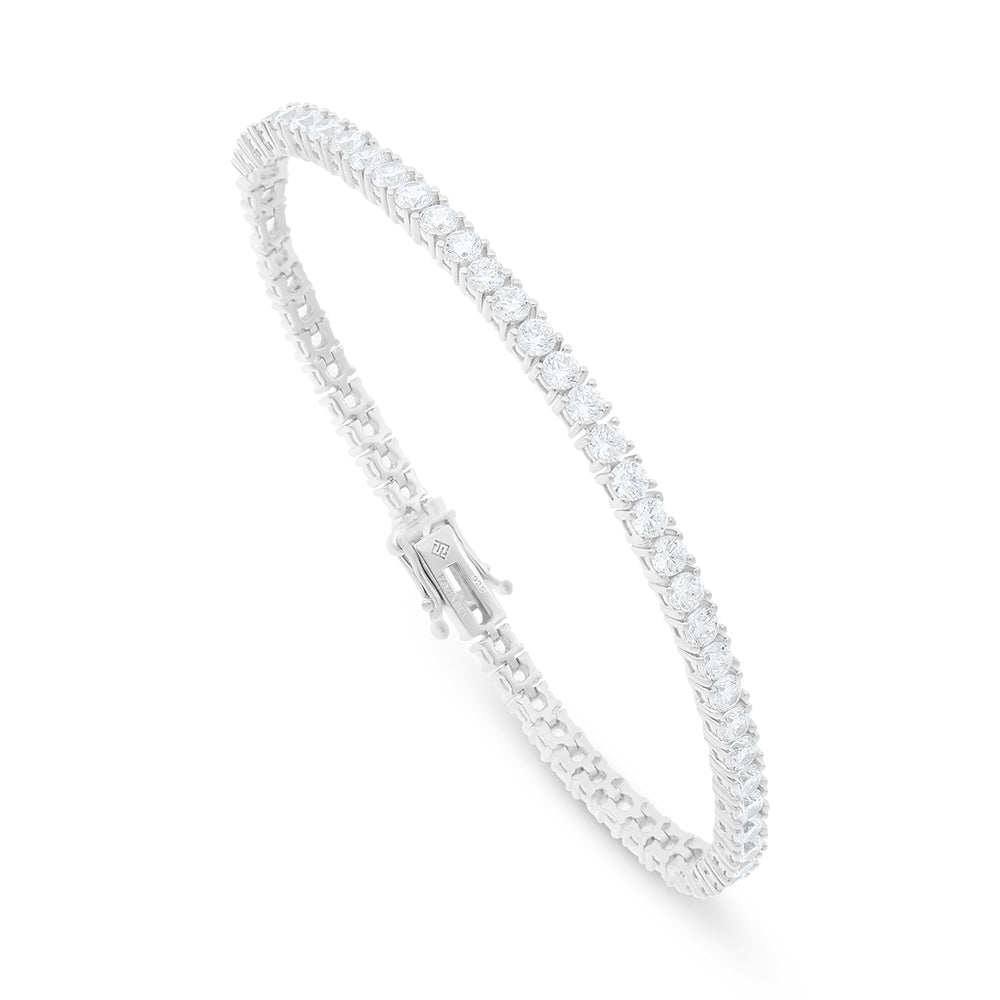 Sterling Silver 925 Bracelet Rhodium Plated Embedded With White Zircon