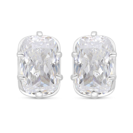 Sterling Silver 925 Earring Rhodium Plated Embedded With White Zircon