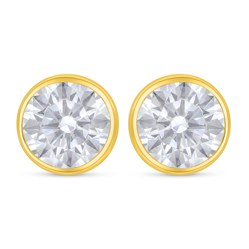 اقراط من الفضة الخالصة عيار 925 مطلي ذهبي مرصع فص ابيض