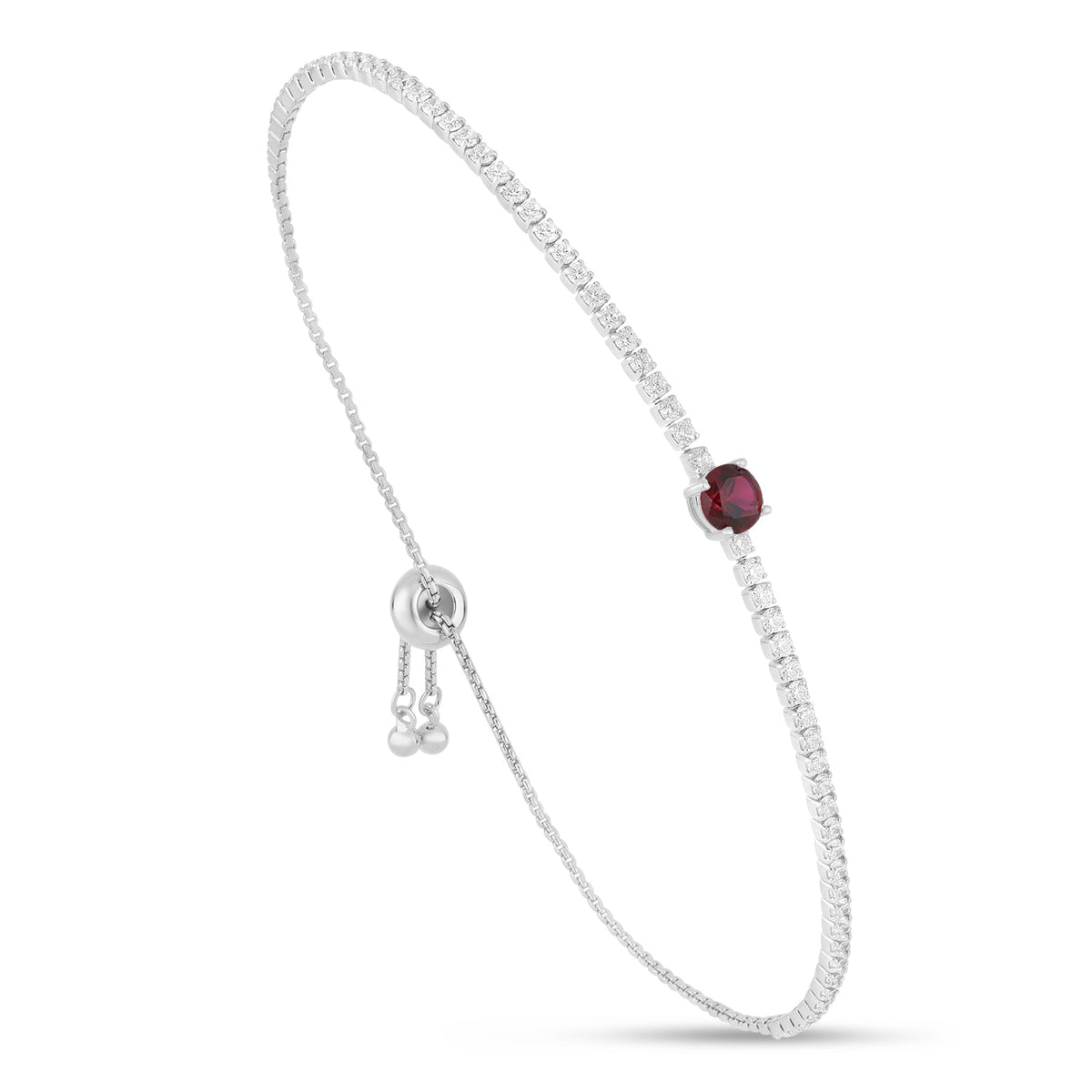 Sterling Silver 925 Bracelet Rhodium Plated Embedded With Ruby Corundum