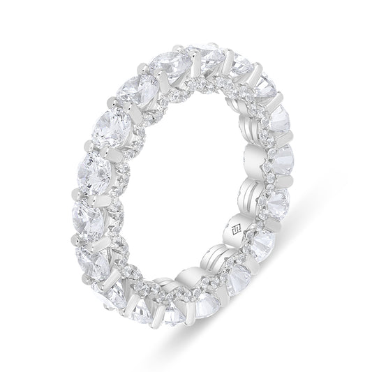 Sterling Silver 925 Ring Rhodium Plated Embedded With White Zircon