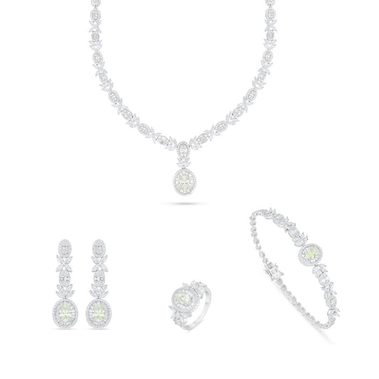 Sterling Silver 925 Set Rhodium Plated Embedded With Diamond Zircon And White Zircon