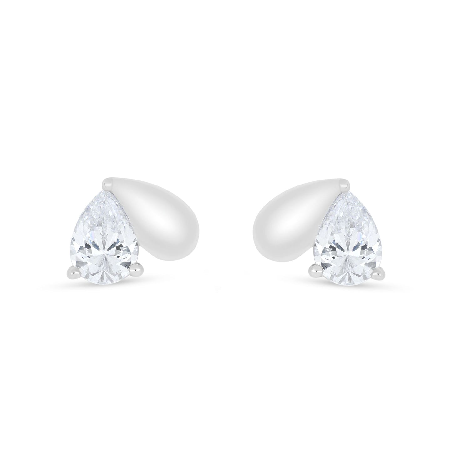 Sterling Silver 925 Earring Rhodium Plated Embedded With White Zircon