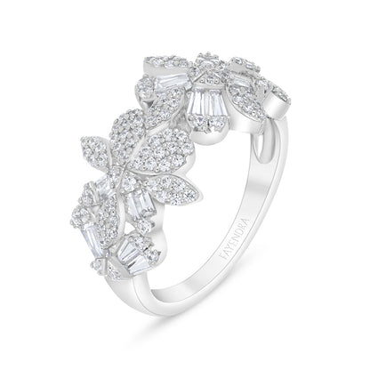 خاتم من الفضة الخالصة عيار 925 مطلي روديوم مرصع فص ابيض