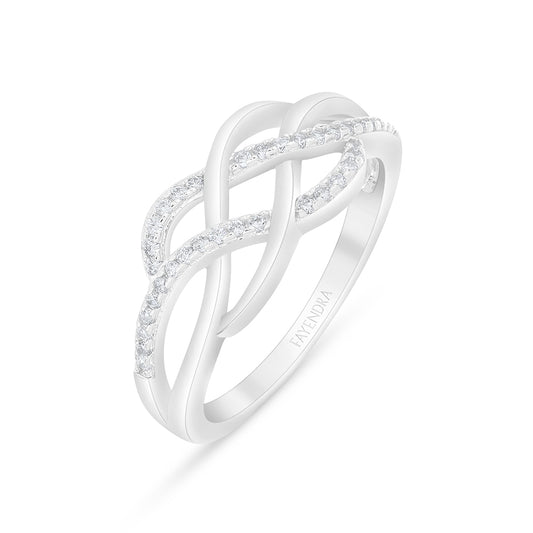 Sterling Silver 925 Ring Rhodium Plated Embedded With White Zircon