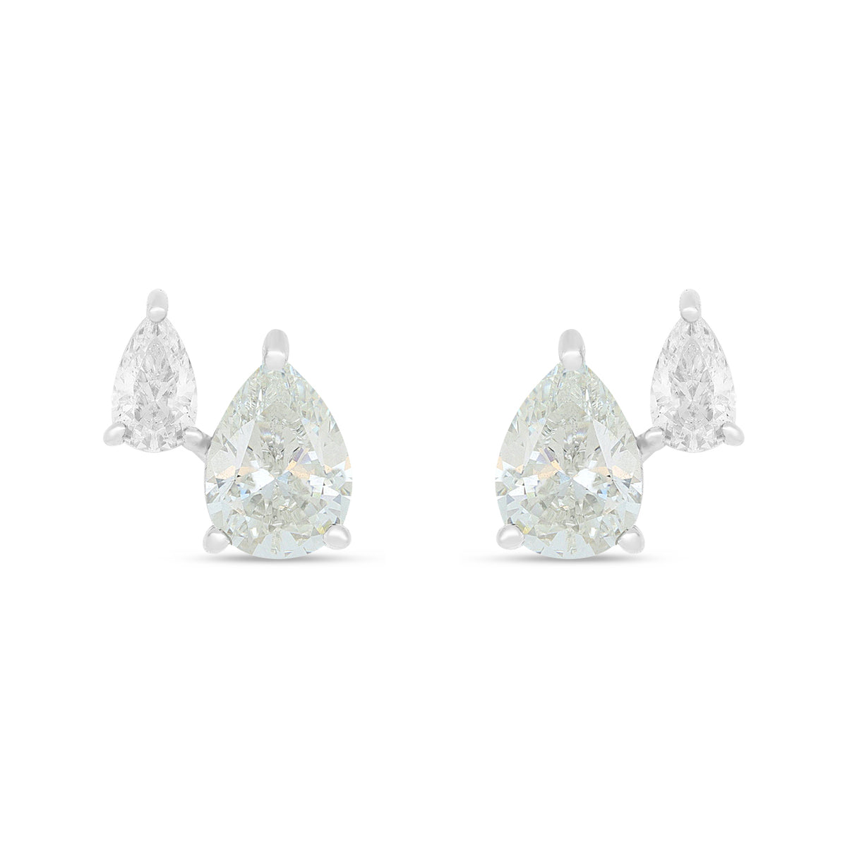 Sterling Silver 925 Earring Rhodium Plated Embedded With Diamond Zircon And White Zircon
