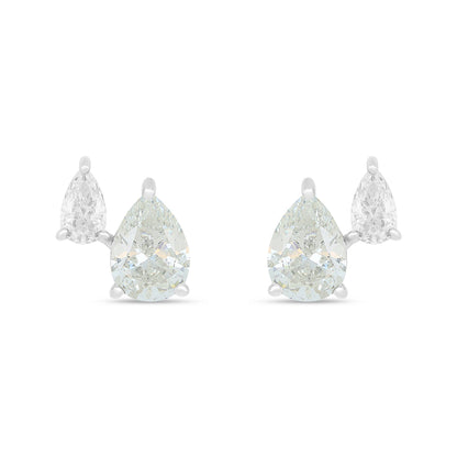 Sterling Silver 925 Earring Rhodium Plated Embedded With Diamond Zircon And White Zircon