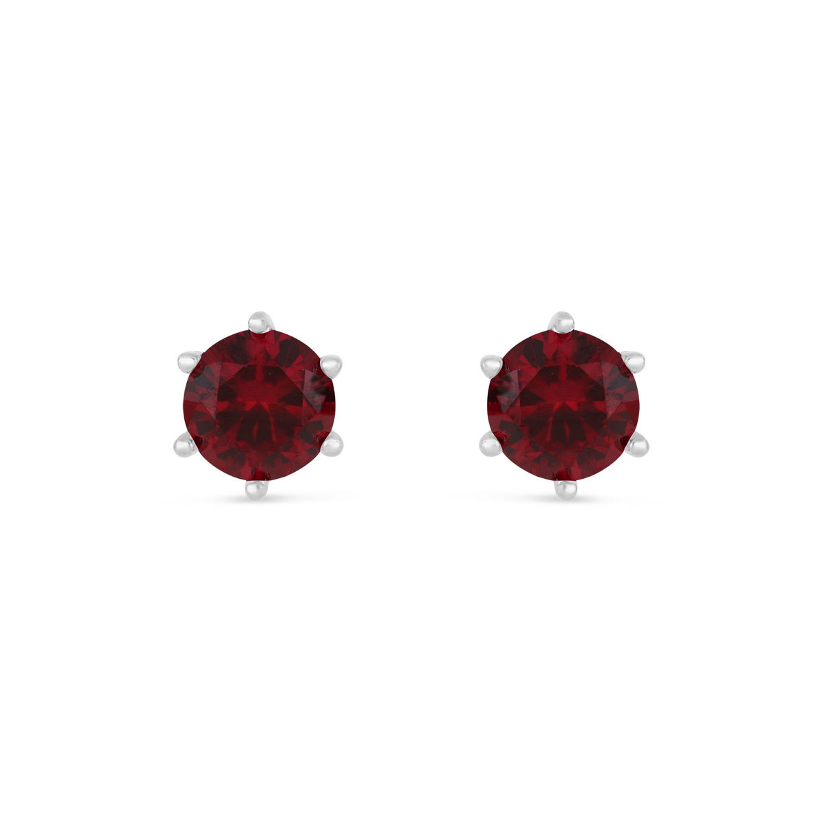 Sterling Silver 925 Earring Rhodium Plated Embedded With Ruby Corundum