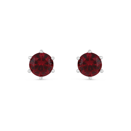 Sterling Silver 925 Earring Rhodium Plated Embedded With Ruby Corundum