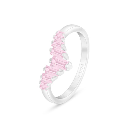 خاتم من الفضة الخالصة عيار 925 مطلي روديوم مرصع زركون بنك و فص ابيض