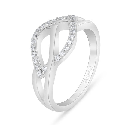 خاتم من الفضة الخالصة عيار 925 مطلي روديوم مرصع فص ابيض