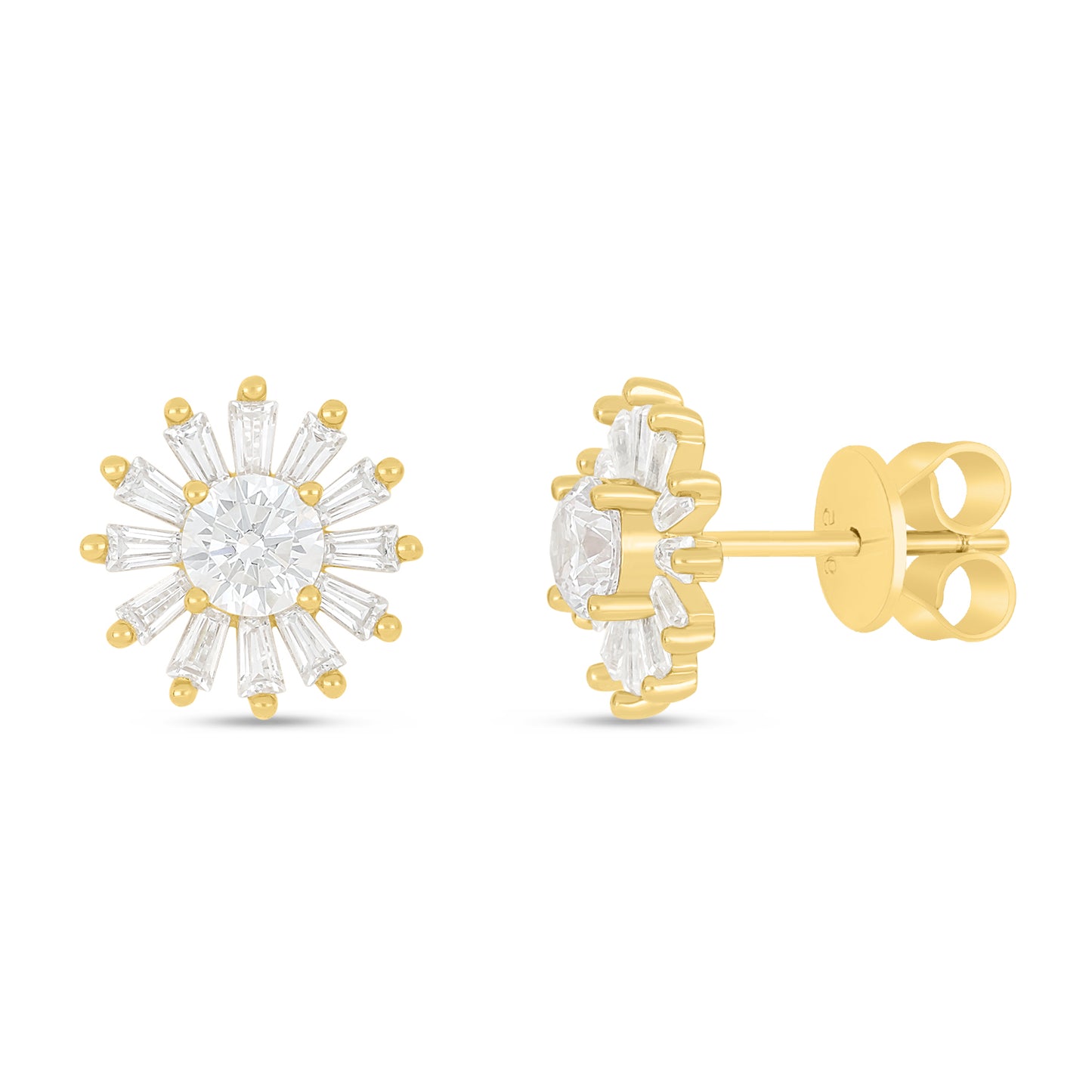 Sterling Silver 925 Earring Golden Plated Embedded With White Zircon