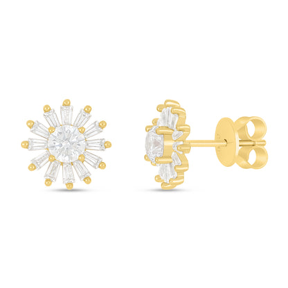 Sterling Silver 925 Earring Golden Plated Embedded With White Zircon
