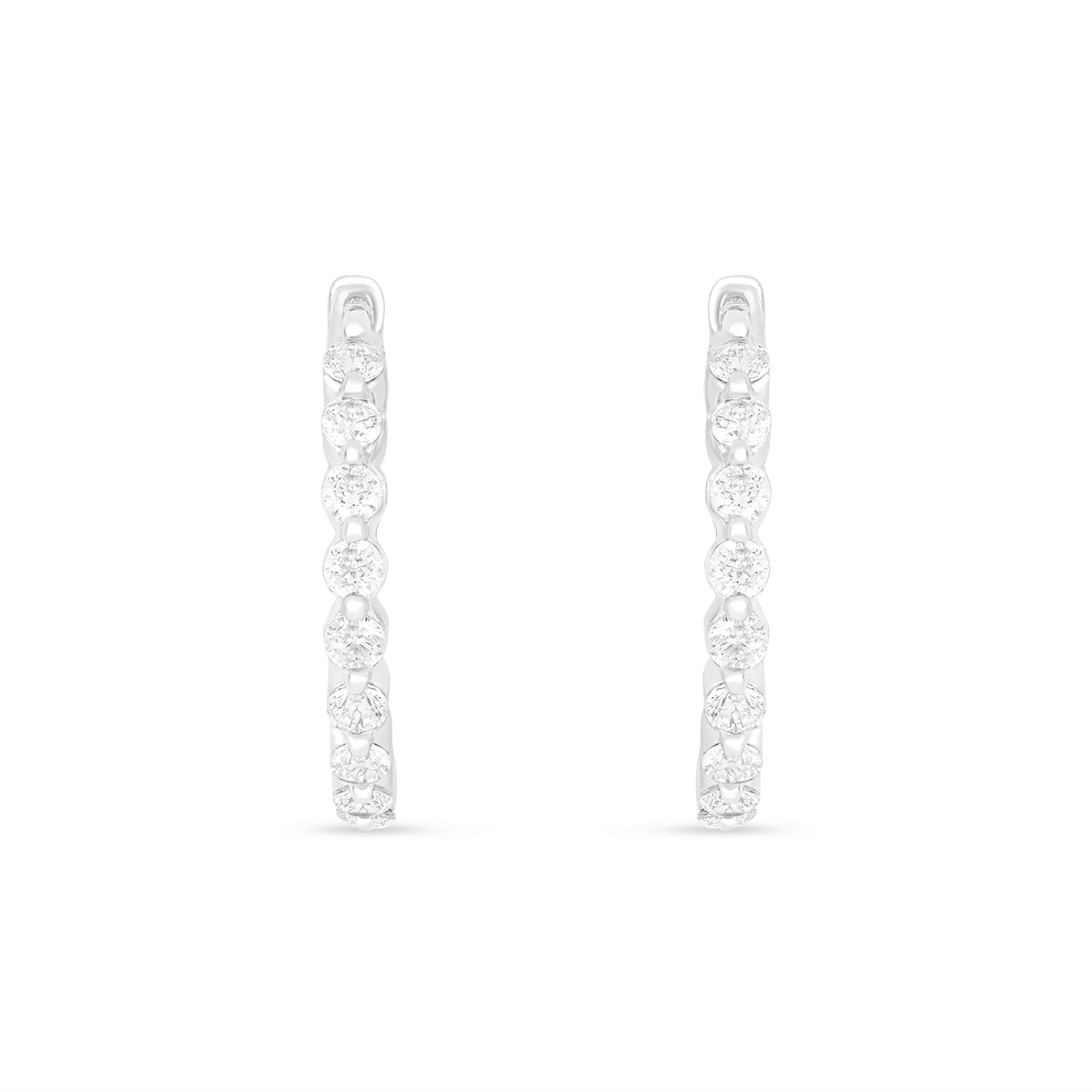 Sterling Silver 925 Earring Rhodium Plated Embedded With White Zircon