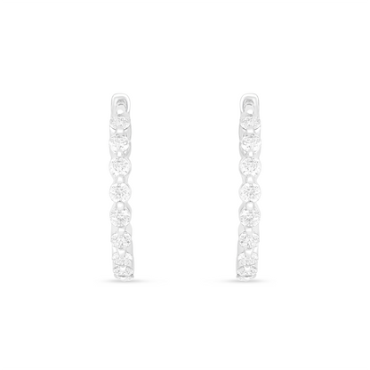 Sterling Silver 925 Earring Rhodium Plated Embedded With White Zircon
