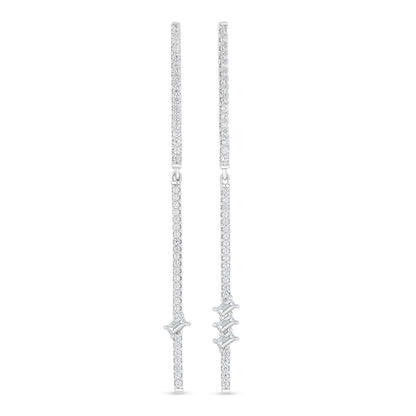 Sterling Silver 925 Earring Rhodium Plated Embedded With White Zircon