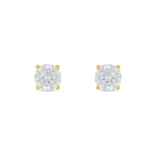 Sterling Silver 925 Earring Golden Plated Embedded With White Zircon