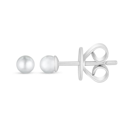 Sterling Silver 925 Earring Rhodium Plated Embedded With Natural White Pearl