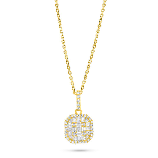 Sterling Silver 925 Necklace Golden Plated Embedded With White Zircon