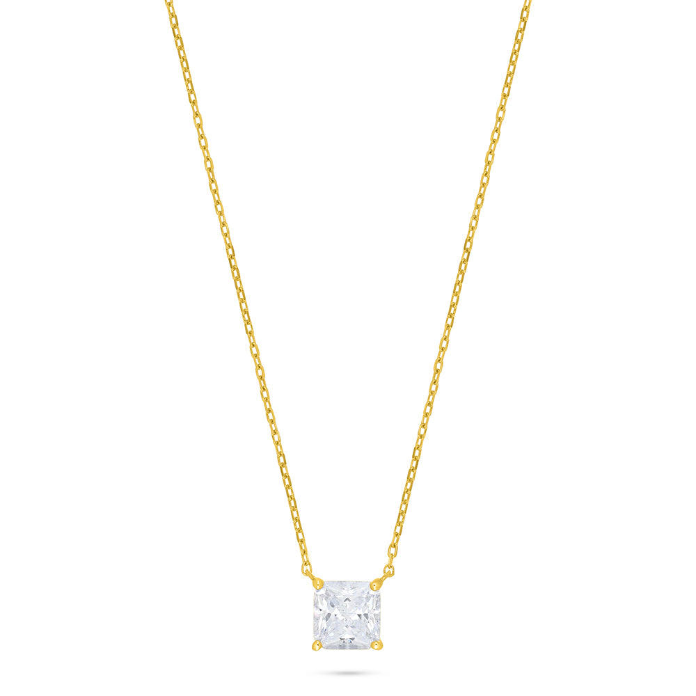 Sterling Silver 925 Necklace Golden Plated Embedded With White Zircon