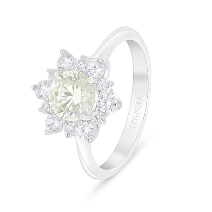 Sterling Silver 925 Ring Rhodium Plated Embedded With Diamond Zircon And White Zircon