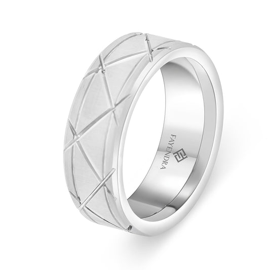 Tungsten Carbide Wedding Ring Rhodium Plated For Men