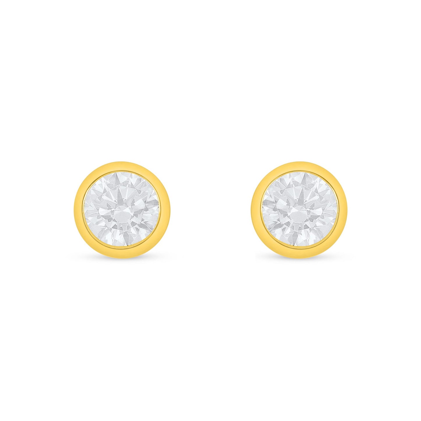 Sterling Silver 925 Earring Golden Plated Embedded With White Zircon