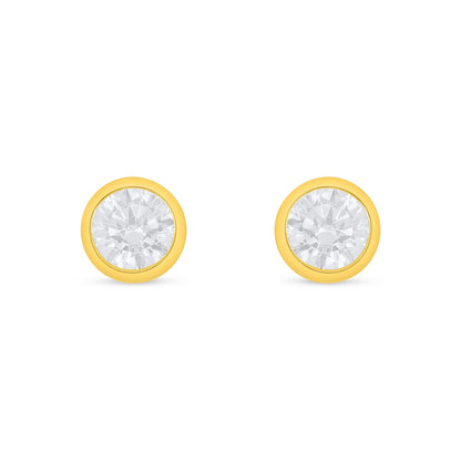 Sterling Silver 925 Earring Golden Plated Embedded With White Zircon