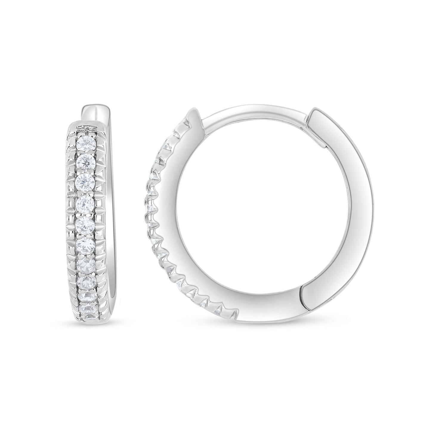 Sterling Silver 925 Earring Rhodium Plated Embedded With White Zircon