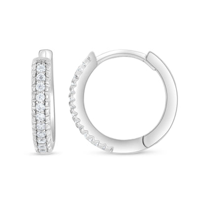 Sterling Silver 925 Earring Rhodium Plated Embedded With White Zircon