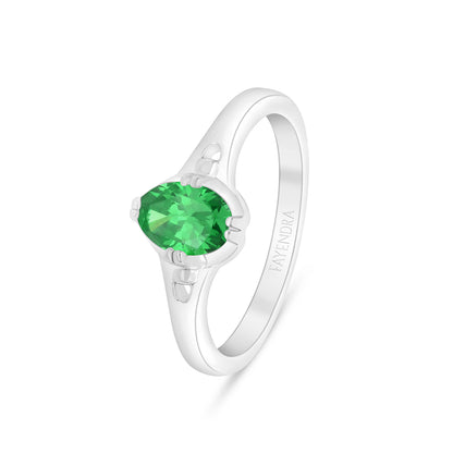 خاتم من الفضة الخالصة عيار 925 مطلي روديوم مرصع زركون زمردي