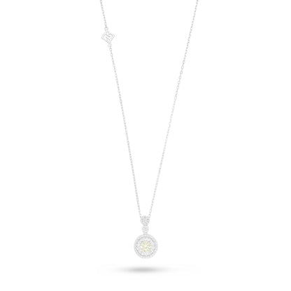 Sterling Silver 925 Necklace Rhodium Plated Embedded With Diamond Zircon And White Zircon