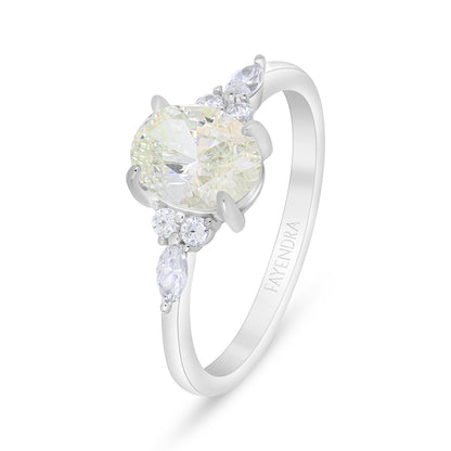 Sterling Silver 925 Ring Rhodium Plated Embedded With Diamond Zircon And White Zircon