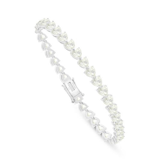 Sterling Silver 925 Bracelet Rhodium Plated Embedded With Diamond
