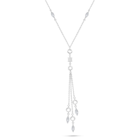 Sterling Silver 925 Necklace Rhodium Plated Embedded With White Zircon