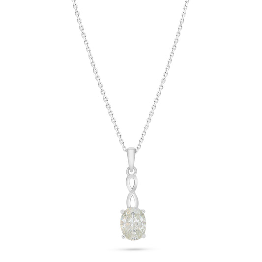 Sterling Silver 925 Necklace Rhodium Plated Embedded With Diamond Zircon