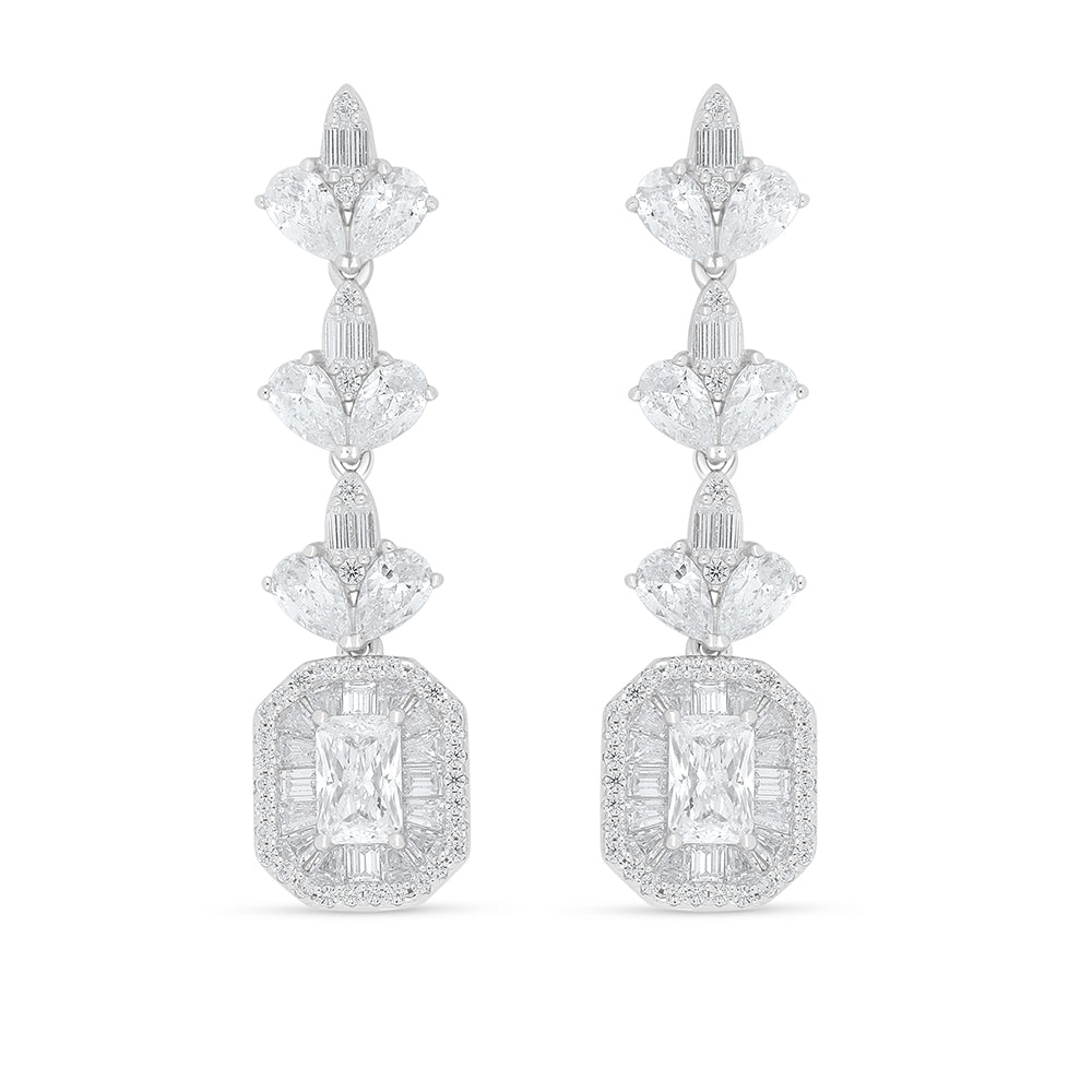 Sterling Silver 925 Set Rhodium Plated Embedded With White Zircon