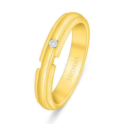 Sterling Silver 925 Ring Golden Plated Embedded With White Zircon