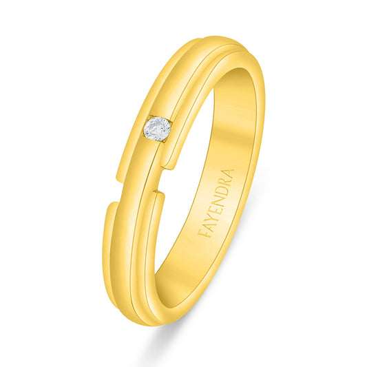 Sterling Silver 925 Ring Golden Plated Embedded With White Zircon