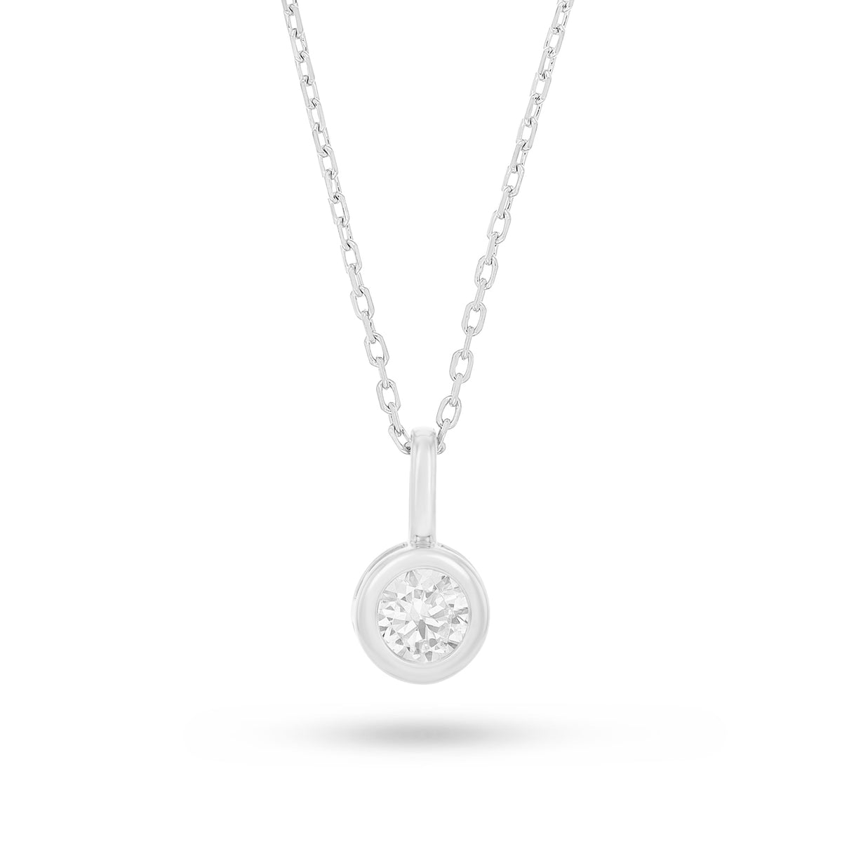 Sterling Silver 925 Necklace Rhodium Plated Embedded With White Zircon